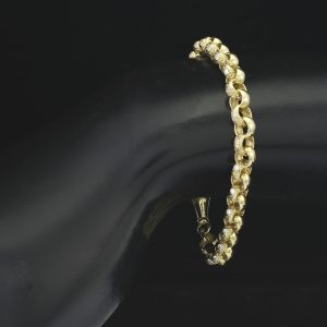 9ct Yellow Gold Gemstone Belcher Bracelet 8″ 6mm