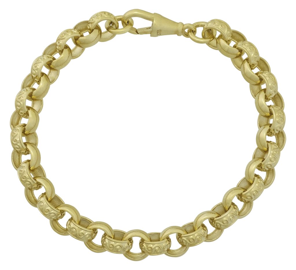 9ct Yellow Gold Belcher Bracelet 8.5" 9mm Britannia Jewellery
