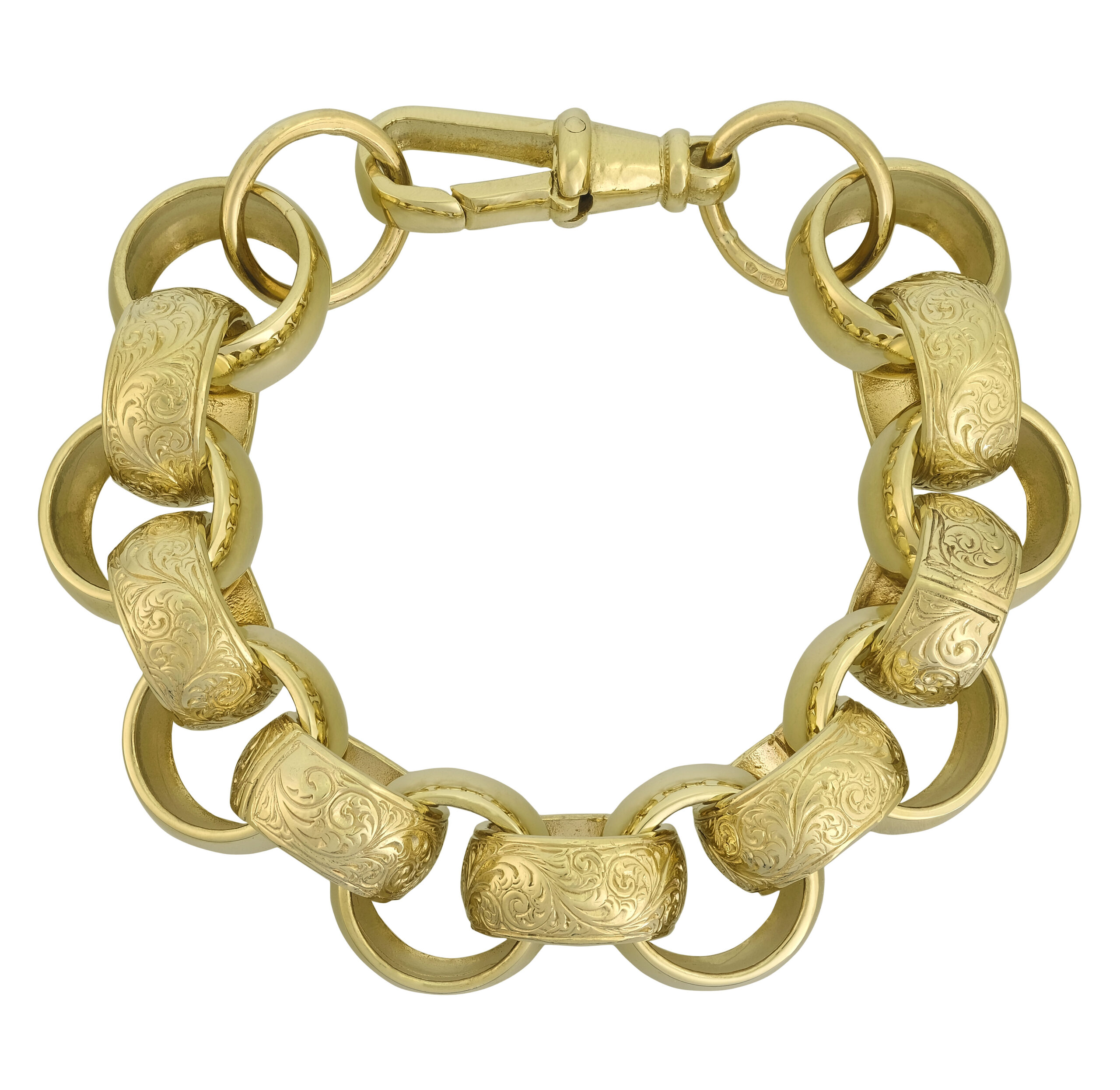 7 inch yellow gold plated sterling silver belcher chain bracelet, mens  bracelet – C&S