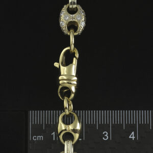 9ct Yellow & White Gold Gemstone Fancy Button Link Chain 36″ 10mm