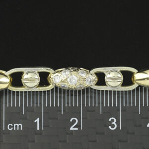 9ct Yellow & White Gold Gemstone Fancy Button Link Chain 36″ 10mm