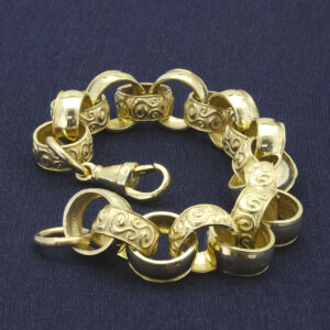 New 9ct Gold  Cubic Zirconia Set Identity 65 Belcher Bracelet  Gold  Reserves Jewellers