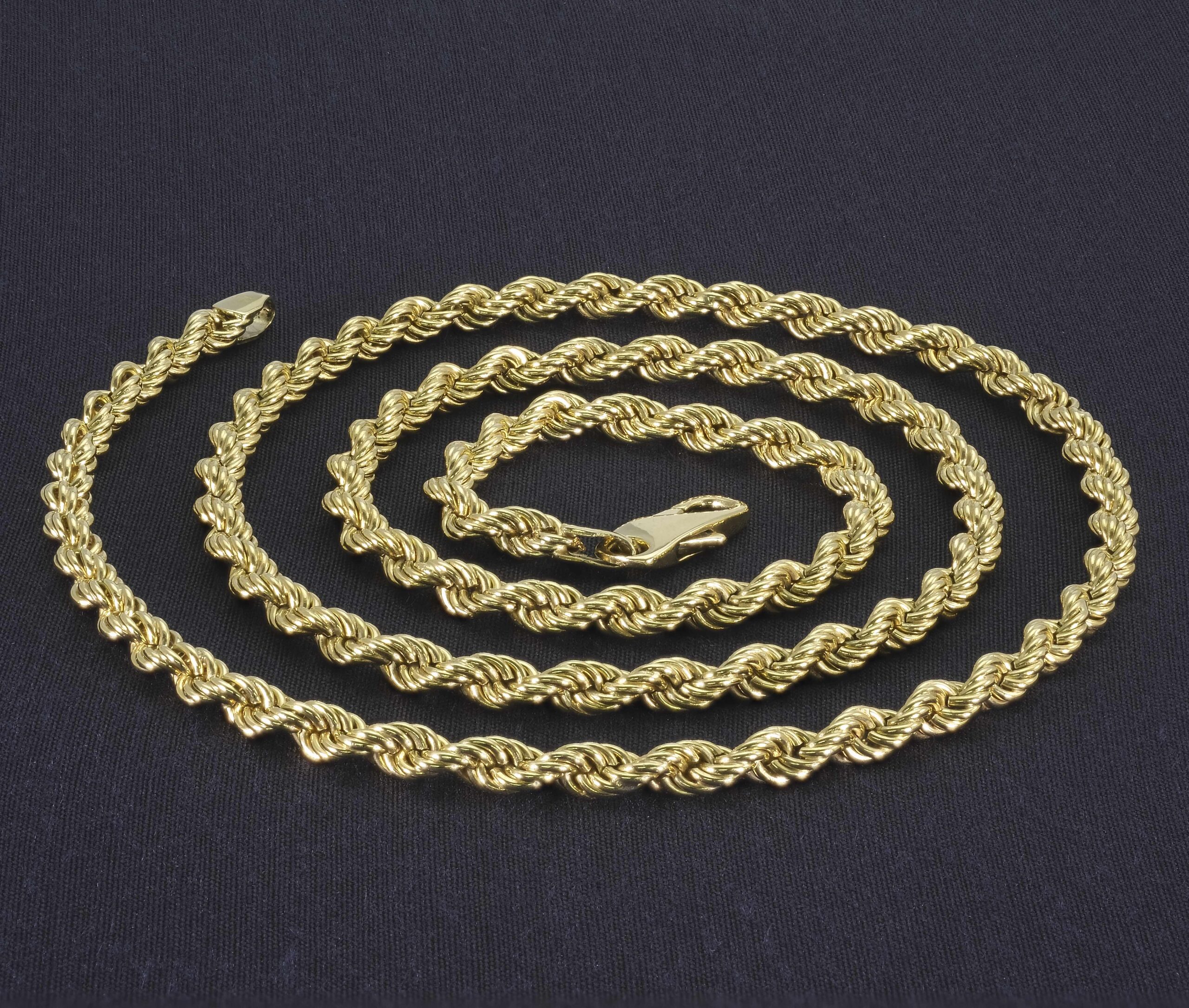 9ct Yellow Gold Rope Chain 27″ 4.5mm - Britannia Jewellery