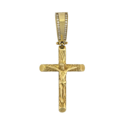 9ct Yellow Gold Gemstone Crucifix Pendant