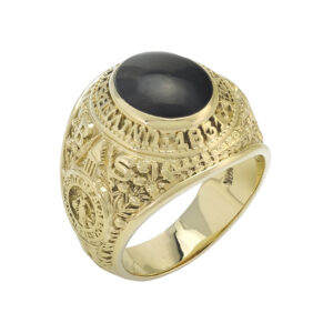 10ct Yellow Gold Black Gemstone College Ring