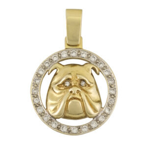 9ct Yellow Gold Bulldog Gemstone Pendant