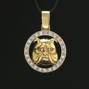 9ct Yellow Gold Bulldog Gemstone Pendant