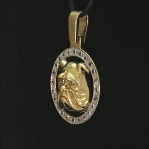 9ct Yellow Gold Bulldog Gemstone Pendant