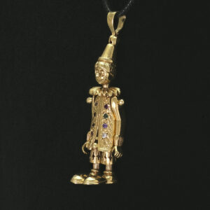 9ct Yellow Gold Gemstone Clown Pendant