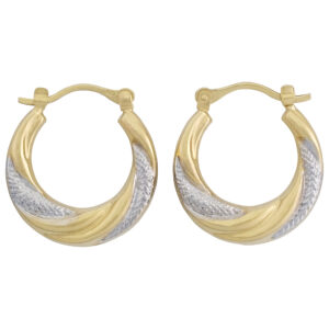 9ct Yellow And White Gold Creole Hoop Earrings