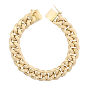 18ct Rose Gold 0.50ct Diamond Curb Bracelet 8&#8221; 13mm