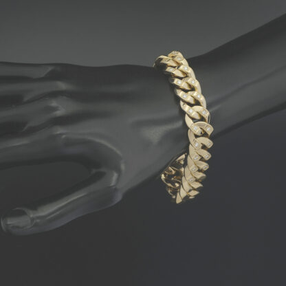 18ct Rose Gold 0.50ct Diamond Curb Bracelet 8'' 13mm - Image 3