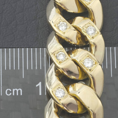 18ct Rose Gold 0.50ct Diamond Curb Bracelet 8'' 13mm - Image 4