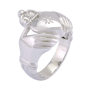 9ct White Gold Claddagh Ring