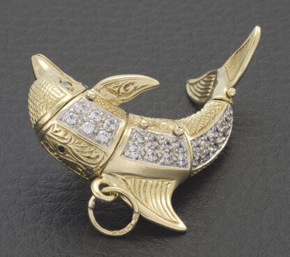 9ct Yellow Gold Gemstone Dolphin Pendant - Image 4