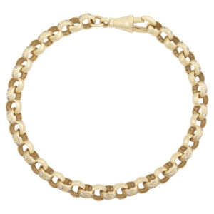 9ct Yellow Gold Gemstone Belcher Bracelet 7.5&#8243; 6mm
