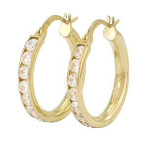 9ct Yellow Gold Gemstone Hoop Earrings