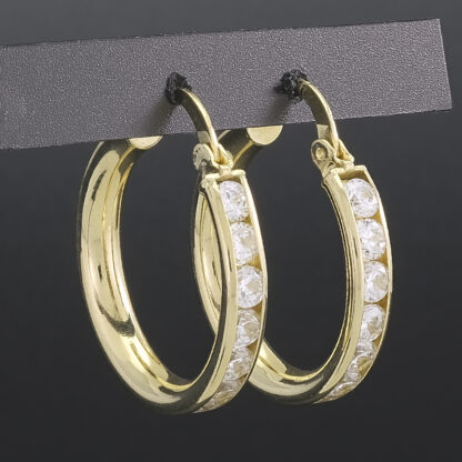 9ct Yellow Gold Gemstone Hoop Earrings - Image 3