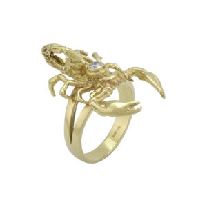 14ct Yellow Gold Diamond Scorpion Ring