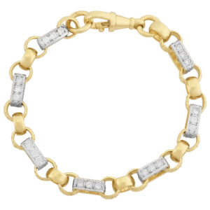 9ct Yellow Gold Gemstone Gypsy Link Bracelet 7.5&#8243; 8.5mm