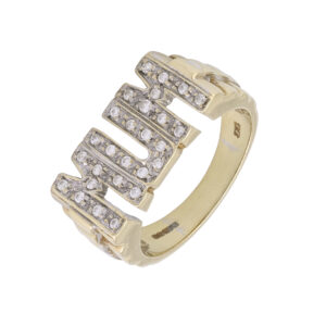 9ct Yellow Gold Gemstone &#8216;MUM&#8217; Ring