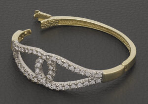 9ct Yellow Gold Gemstone Bangle