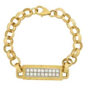 9ct Yellow Gold Gemstone Belcher Bracelet 6.5&#8243; 8mm