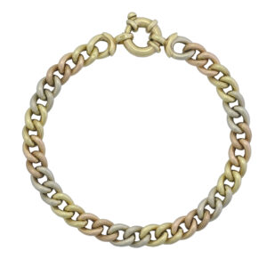 9ct Tri Colour Gold Curb Bracelet 7.5″ 6.5mm