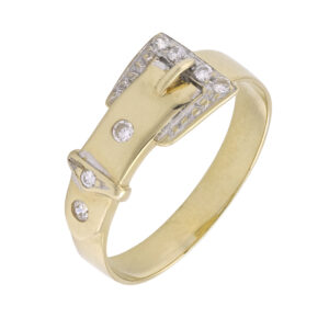 9ct Yellow Gold Gemstone Buckle Ring