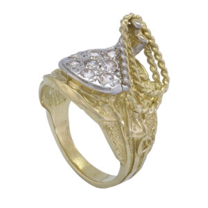 9ct Yellow Gold Gemstone Saddle Ring