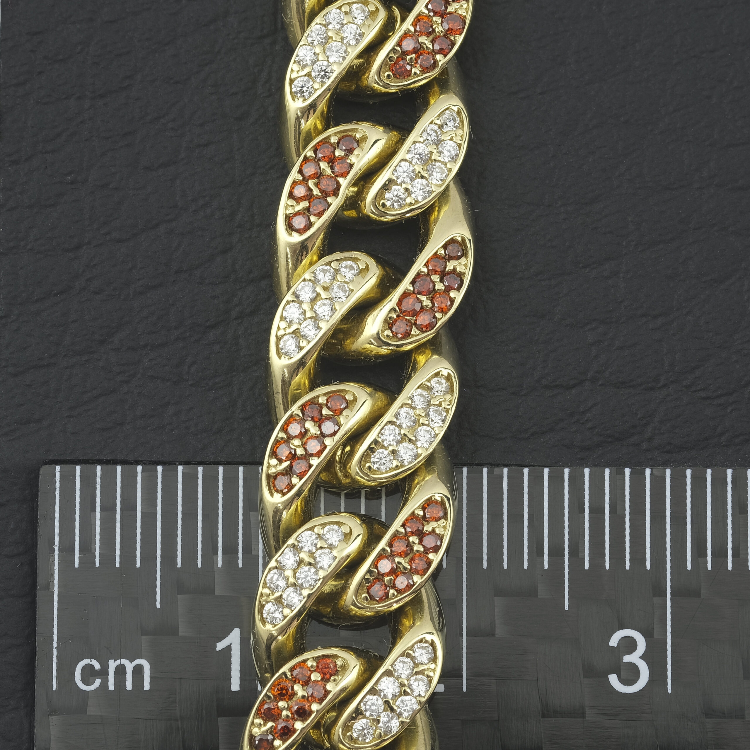 9ct Yellow Gold Gemstone Cuban Bracelet 8.5" 9.5mm - Image 4