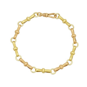 9ct Tri-Colour Gold Fancy Link Bracelet 8.5&#8243; 7mm