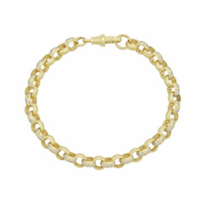 9ct Yellow Gold Gemstone Belcher Bracelet 8&#8243; 7mm