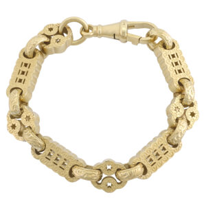 9ct Yellow Gold Stars And Bars Bracelet 8.5&#8243; 13.5mm