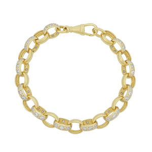 9ct Yellow Gold Gemstone Belcher Bracelet 9&#8243; 10.5mm