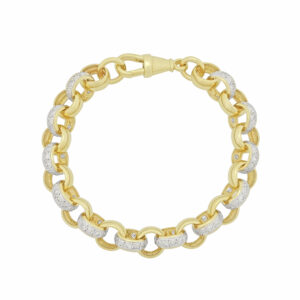 9ct Yellow Gold Gemstone Belcher Bracelet 7.5&#8243; 10mm