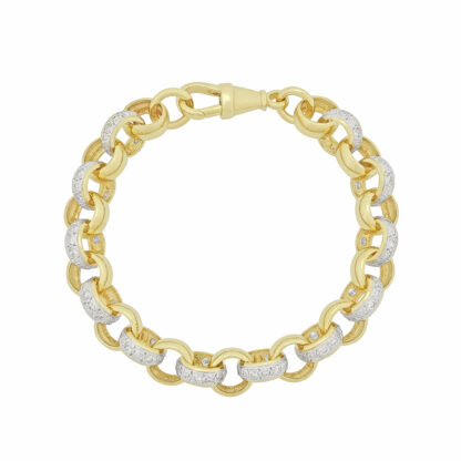 9ct Yellow Gold Gemstone Belcher Bracelet 7.5" 10mm