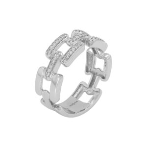 9ct White Gold 0.15ct Diamond Chain Ring