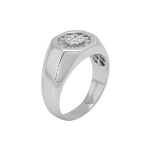 14ct White Gold 0.35ct Diamond Signet Ring