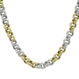 9ct Yellow And White Gold Belcher Chain 18&#8243; 6.5mm