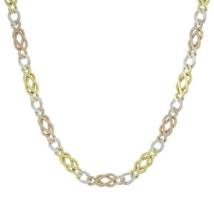 9ct Tri-colour Gold Fancy Link Chain 20.5&#8243; 5mm