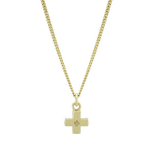 9ct Yellow Gold Chain And Cross Pendant 16&#8243; 2mm