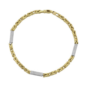 14ct Yellow &#038; White Gold King Bracelet 10″ 4mm