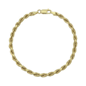 9ct Yellow Gold Diamond Cut Rope Bracelet 8″ 4mm