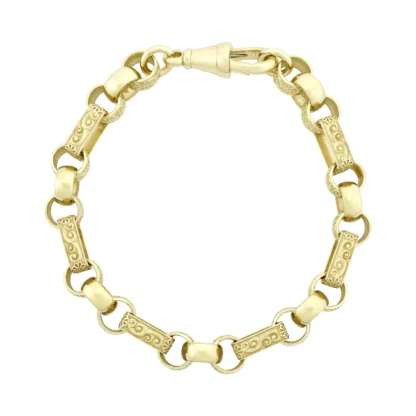 9ct Yellow Gold Gypsy Link Bracelet 9" 9mm