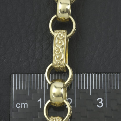 9ct Yellow Gold Gypsy Link Bracelet 9" 9mm - Image 5