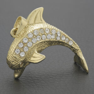 9ct Yellow Gold Gemstone Dolphin Pendant