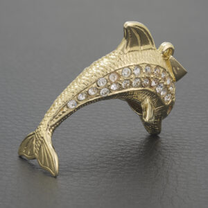 9ct Yellow Gold Gemstone Dolphin Pendant