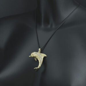 9ct Yellow Gold Gemstone Dolphin Pendant