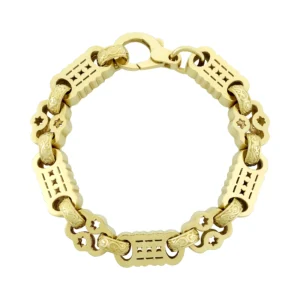 9ct Yellow Gold Stars &#038; Bars Bracelet 9&#8243; 14mm